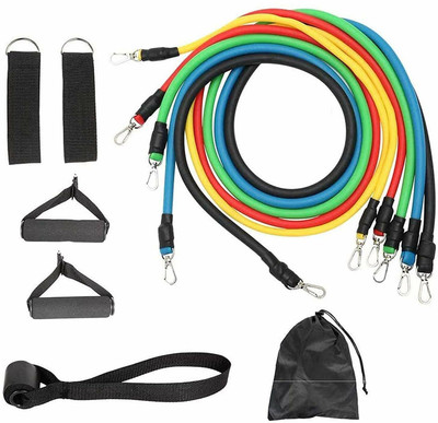 Zordik Unbreakable Resistance Bands Set Of 11 | Foam Handles | Workout & Stretching Resistance Tube(random Color)