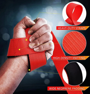 Active fusion Weight Lifting Wrist Support for Gym - Deadlift Strap for Weightlifting (Red) Fitness Band(Red, Pack of 2)
