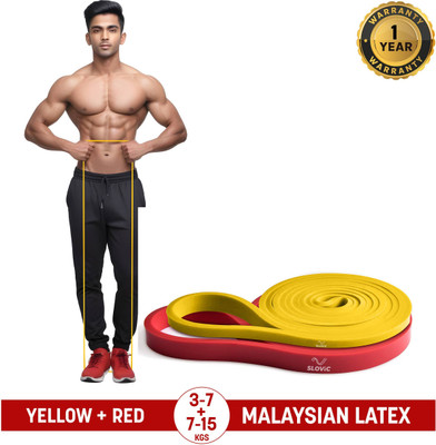 SLOVIC Home & Gym Fitness Band for Workout | Heavy Duty Material | Combo | Pack of 2 Resistance Band(Red, Yellow, Pack of 2)