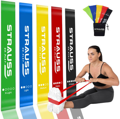 Strauss Latex Resistance Loop Band |Exercise Band | Stretch Band Resistance Band(Multicolor, Pack of 5)