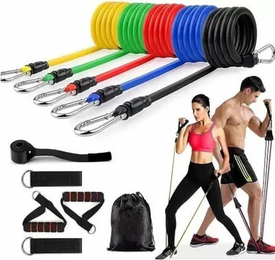 Avomaa Pull Rope Double Stretching Tube Latex Fitness Band Toning Tube@329 Resistance Tube(Multicolor)