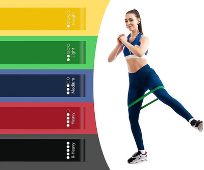 RAIVATS CARE Multicolor Rubber Resistance Loop Bands Set of 5 | Gym & Exercise Fitness Resistance Band(Multicolor, Pack of 5)