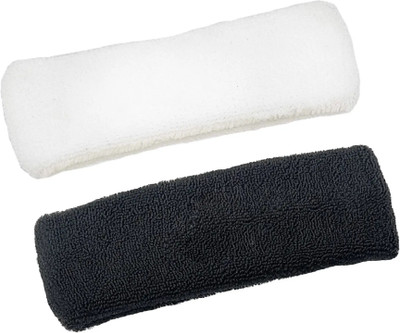 FUEZONE Sweat Workout Headband for Gym,Running,Yoga & Fitness High Elastic Quick Drying Fitness Band(Black, White, Pack of 2)