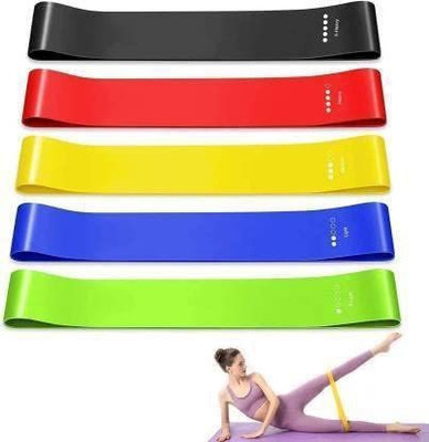 Svaan Resistance Bands Tube for Home Workout Body Stretching Power Lifting (Set of 5) Resistance Band(Black, Red, Yellow, Blue, Green, Pack of 5)