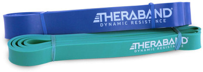 Theraband Resistance Latex Free Band For Exercise & Fitness, Stretching, Strength Training Resistance Tube(Green, Blue)