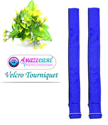 AMAZECARE Tourniquet Belt for Blood Collection with Metal Ring And Velcro Hook Loop Resistance Band(Blue, Pack of 2)