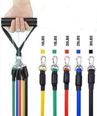 Avomaa Pull Rope Double Stretching Tube Latex Fitness Band Toning Tube@727 Resistance Tube(Multicolor)