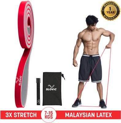 SLOVIC Dual Color Heavy Resistance Band Workout For Home Exercise Resistance Band(Red, Grey, Pack of 1)