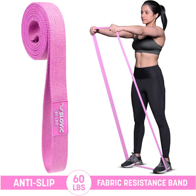 SLOVIC Long Fabric Resistance Bands | Medium Resistance| For Workout | 60LB Resistance Band(Pink, Pack of 1)