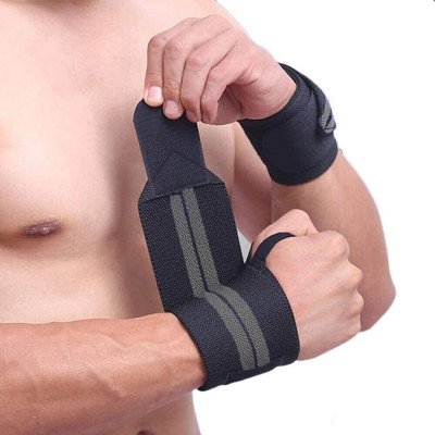 TRUE INDIAN WRIST FITNESS BAND/WRIST WRAPS WITH THUMB LOOP FOR MEN & WOMEN Fitness Band(Black, Grey, Pack of 1)