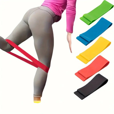 Shopeleven Elastic Workout Band for Women & Men Home Gym Yoga Stretching Strength Training Resistance Band(Pack of 5)