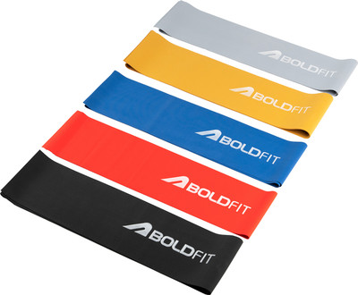 BOLDFIT Resistance Bands Stretch Band Exercise Band Gym Band Stretch Band for Gym Fitness Band(Red, Blue, Black, Silver, Gold, Pack of 5)