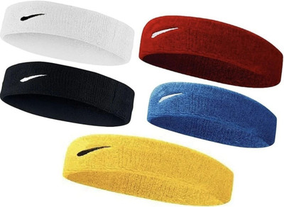Yunik Hair Band for Women and Men Headband for Gym Accessories Fitness Band Fitness Band(Black, Blue, White, Red, Yellow, Pack of 5)