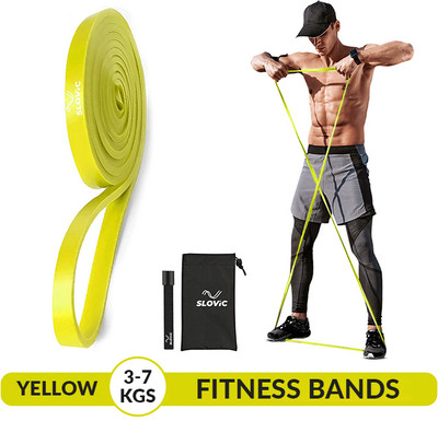 SLOVIC Resistance TPE Bands for Workout | Pull Up Band | Loop Band | Heavy Duty Fitness Band(Yellow, Pack of 1)