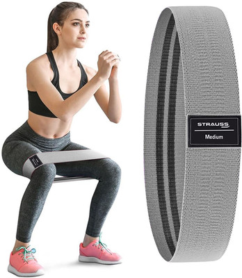 Strauss Standard Fabric Hip Band|Resistance Bands| Exercise Band, Single Resistance Band(Grey, Pack of 1)