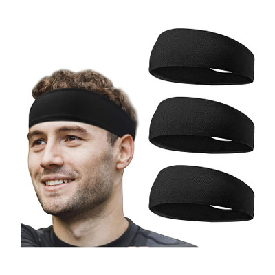 Bismaadh Sports Headbands for Men & Women Headband Fitness Band(Black, Pack of 3)