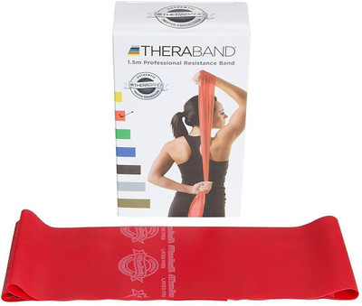 Theraband Resistance Latex Free Exercise Band 4 Feet(Length) x 4 Inches(Width)- Red Resistance Band(Red, Pack of 1)