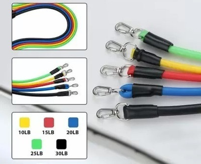 Oddish (11pcs) Quality Power Resistance Band 11 Pcs Set for Beginner/Gym (Multicolor) Resistance Tube(Multicolor)