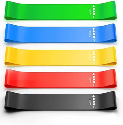 Dhasara Resistance Band for Men & Women, 5 Different Levels Elastic Band | Resistance Band(Multicolor, Pack of 5)
