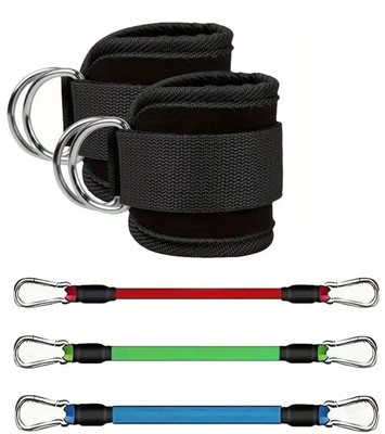 GJSHOP Resistance Bands Fitness Bands Set Stretchy Ankle Straps Resistance Bands Fitness Band(Multicolor, Pack of 5)