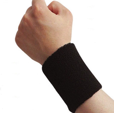 Sportize Sweatband/Wrist Band/Wrist Support for Gym and Sports 1 Pairs black Colour Fitness Band(Pack of 2)