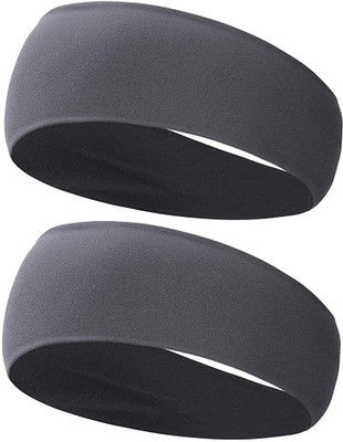 plutoprom Mens_Sports ATHLETIC SWEAT WICKING _headband Fitness Band(Grey, Black, Pack of 2)