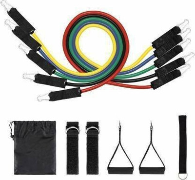 Oddish 11pcs/set Pull Rope Fitness Exercises Resistance Bands Latex Tubes Resistance Tube(Blue, Red, Black, Green, Yellow)