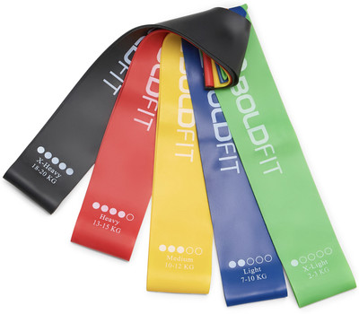 BOLDFIT Resistance Bands Mini Loop Perfect for Toning & Home Workout.(Carry Bag Included) Resistance Band(Black, Pack of 5)