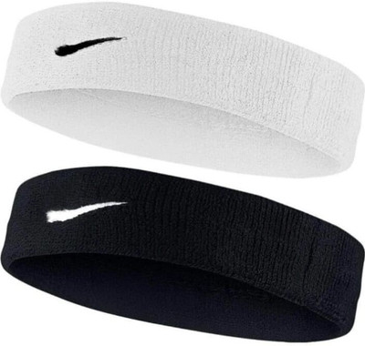 DreamPalace India Sports Yoga Headband for Workout & Running, Breathable Non-Slip Sweat Head Bands Fitness Band(Black, White, Pack of 2)