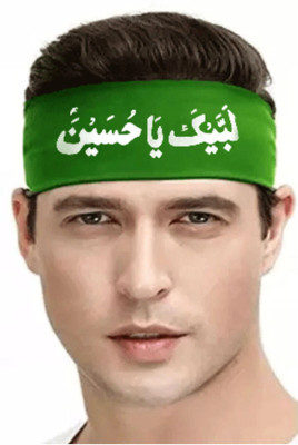 AFactory Labbaik Ya Hussain a.s Head Patti (Green, Aerobic Band(Pack of 10)