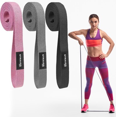 Strauss Premium Fabric Resistance Bands | Pull Up Band | Exercise Band | Stretch Band Resistance Band(Multicolor, Pack of 3)