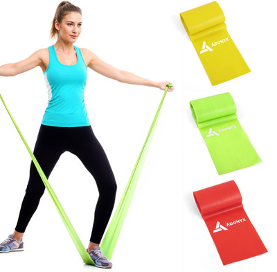 ADONYX Latex Free Elastic Physical Therapy Band Perfect for Home Exercise Resistance Band(Red, Pack of 3)