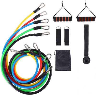 LAFILLETTE Heavy 11 pcs Toning Band set For Exercise & Stretching Thera Tube For Adult Resistance Band(Multicolor, Pack of 11)