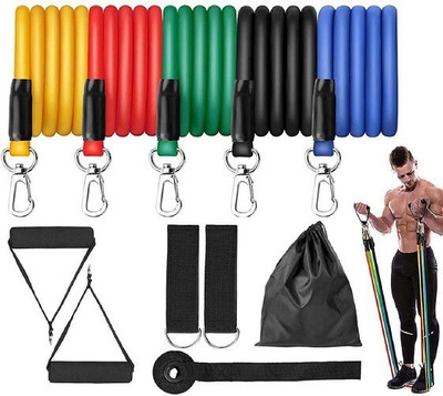 Avomaa Pull Rope Double Stretching Tube Latex Fitness Band Toning Tube@009 Resistance Tube(Multicolor)