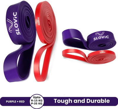 SLOVIC TPE Bands for Workout | Pull Up | Stretching | Heavy Duty Material | Combo Resistance Band(Purple, Red, Pack of 2)