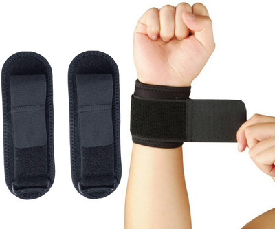 Creeknest Adjustable Neoprene Gym Exercise Unisex Wrist Support With Velcro Strap (1 Pair) Fitness Band(Black, Pack of 2)