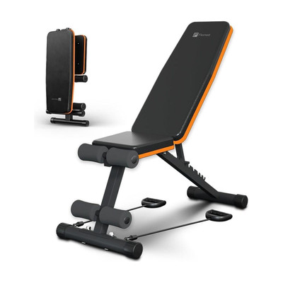 Flexnest Flexbench EZ Foldable Gym Bench Incline, Decline with Resistance Ropes Multipurpose Fitness Bench