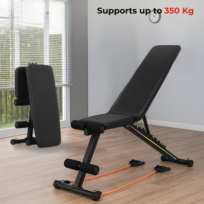 Cult Strivo Foldable Adjustable Bench | 350Kg Max Weight | 8-Level Adjustable HomeUse Multipurpose Fitness Bench