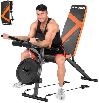 KOBO Adjustable Weight Bench with Leg Extension & Curl Pad |Gym Bench Multipurpose Fitness Bench