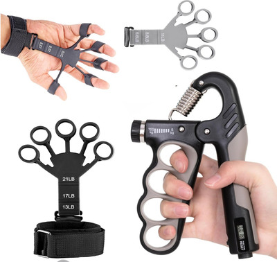 Fitnesstricks Hand Grip Strengthener with Counter Adjustable 5 to 100 kg & Finger Exerciser Hand Grip/Fitness Grip