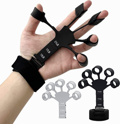 Quinergys Finger Gripper Strength Trainer Hand Yoga Resistance Band Hand Grip/Fitness Grip(Black, Grey)