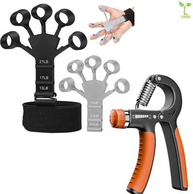 LIVOX Hand Grip and Finger Exerciser Combo Set – Portable, Adjustable Resistance Hand Grip/Fitness Grip
