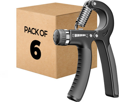 Strauss Adjustable Strengthener | Finger Exerciser| Pack of 6 Hand Grip/Fitness Grip(Black)