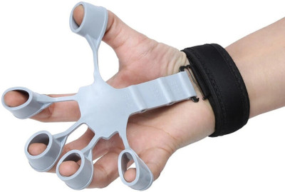 Shopeleven Adjustable Finger Gripper Strengthener, Forearm and Finger Resistance Trainer Hand Grip/Fitness Grip(Grey)