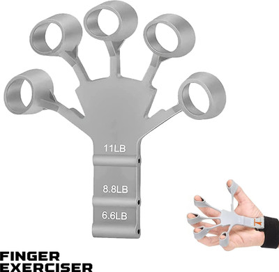 Manogyam Hand Grip Strengthner Finger Trainer 3 Resistance Levels Forearm Wrist Exerciser Hand Grip/Fitness Grip(Grey, Black)