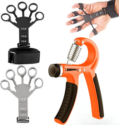 Battlestar Adjustable Hand Grip & Finger Extensor for Forearm Hand Exercise, Strength Build Hand Grip/Fitness Grip(Orange)