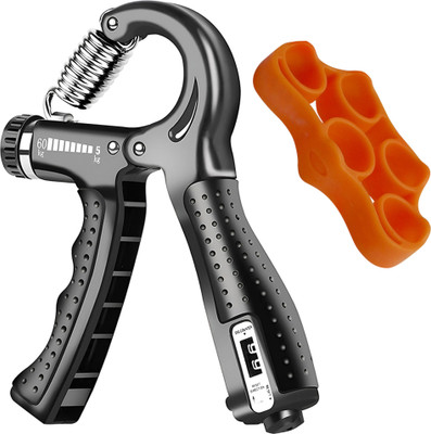 YIXTY Strength Trainer Premium Adjustable Strengthener for Wrist & Forearm Hand Grip/Fitness Grip(Black, Orange)