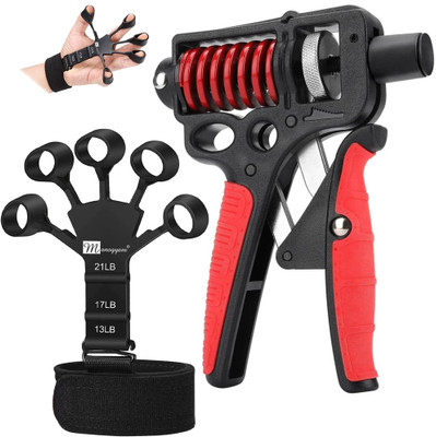 Manogyam Combo Pack of Professional Heavy Duty Hand Gripper & Finger Trainer Hand Workout Hand Grip/Fitness Grip(Black)
