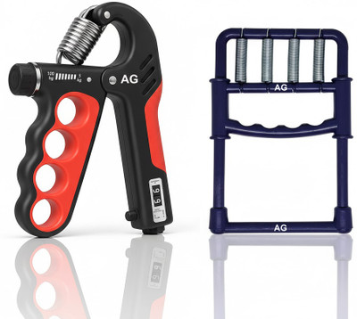 A G Enterprises Premium Grip Strength Combo: Counter Grip & Finger Exerciser Hand Grip/Fitness Grip(Black, Red)