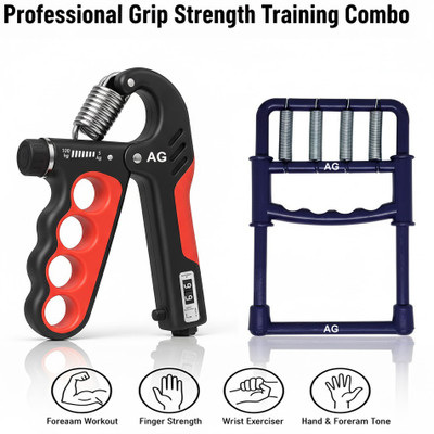 A G Enterprises Adjustable Counter Hand Grip + H-Shape Finger Strengthener Combo Hand Grip/Fitness Grip(Black, Red)